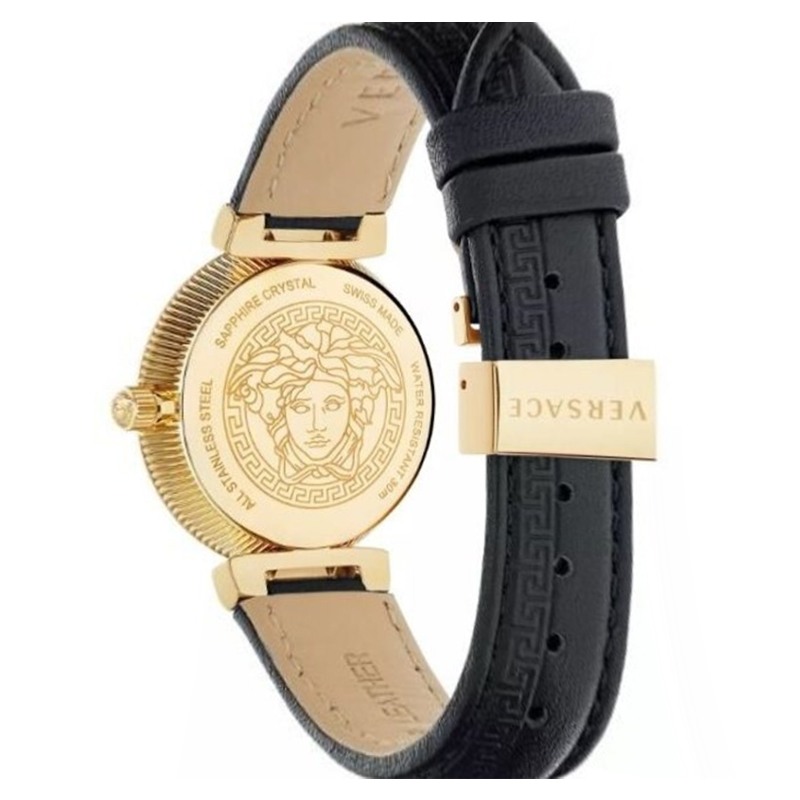 Versace Women Quartz Swiss Made Black Leather Strap Black Dial 35mm Watch V16050017 (Without Tag) - Image 2