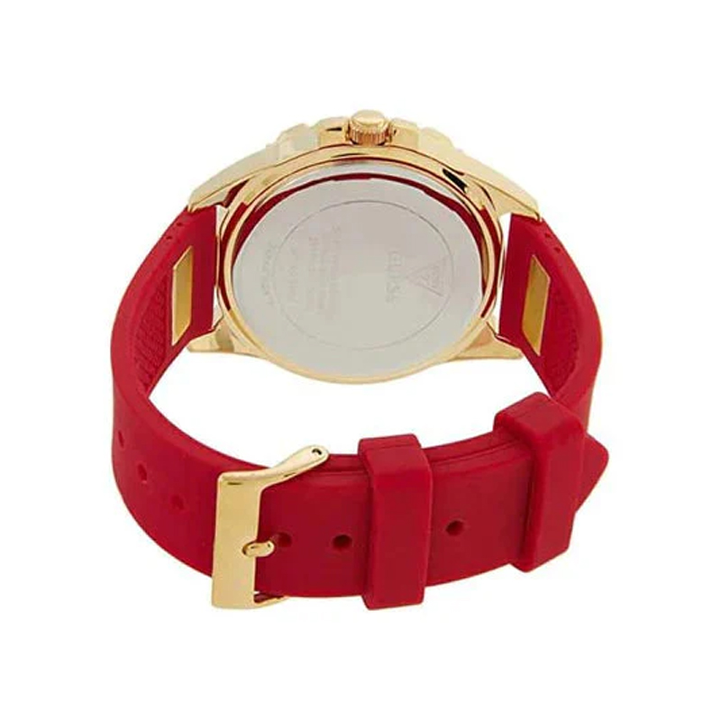 Guess Women’s Quartz Red Silicone Strap Gold Dial 27mm Watch GW0045L2 - Image 2