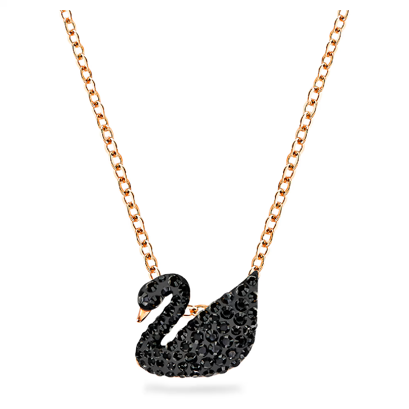 Swarovski Women's Swan Pendant Swan Black Rose Gold-Tone Plated 5204134
