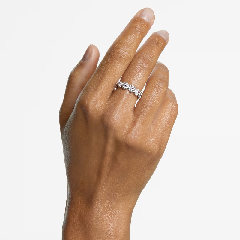 Swarovski Women's Una Angelic Ring Round Cut White Rhodium Plated 5642608 - Image 3