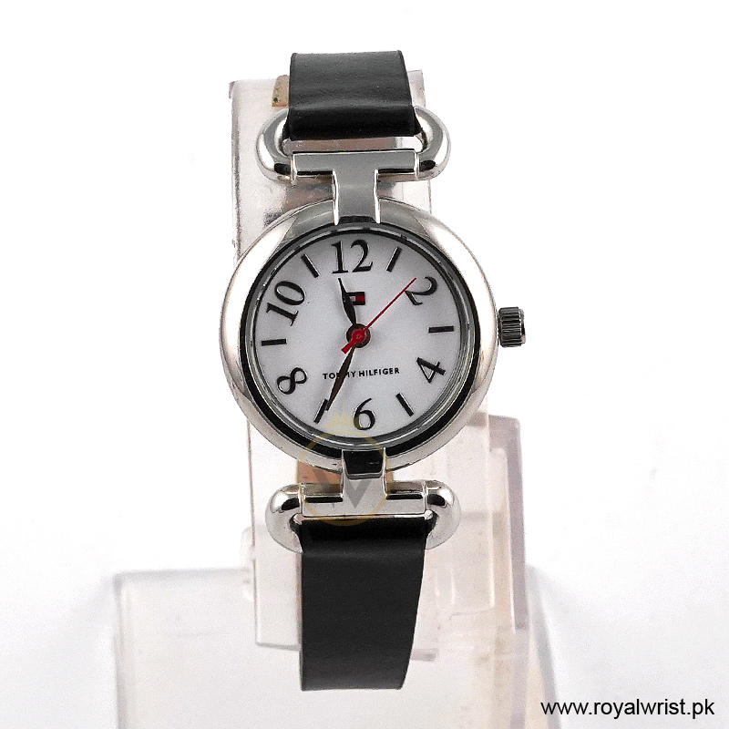 Tommy Hilfiger Women’s Quartz Black Leather Strap White Dial 28mm Watch 1780892/2 (Like New)