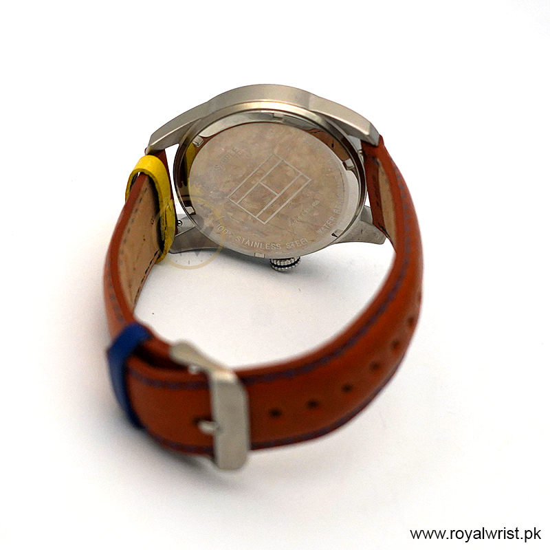 Tommy Hilfiger Men’s Quartz Brown Leather Strap White Dial 42mm Watch 1790928/3 Like New - Image 7