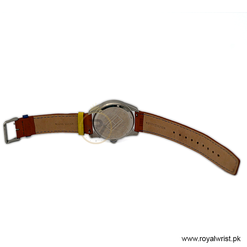 Tommy Hilfiger Men’s Quartz Brown Leather Strap White Dial 42mm Watch 1790928/3 Like New - Image 5