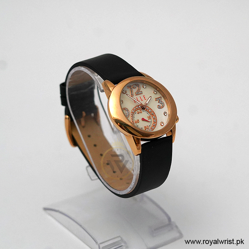 Elle Women’s Quartz Black Leather Strap Mother Of Pearl Dial 40mm Watch EL20049S046N/1 (Like New) - Image 5