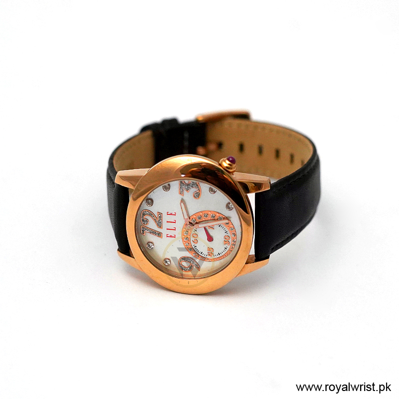 Elle Women’s Quartz Dark Brown Leather Strap Mother Of Pearl Dial 40mm Watch EL20049S03N (Like New) - Image 2