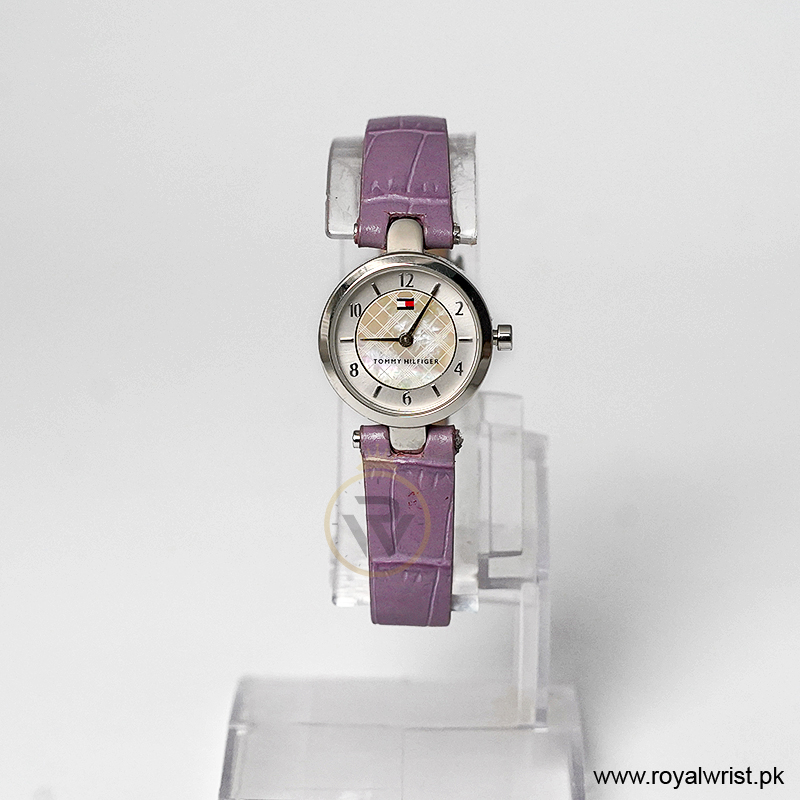 Tommy Hilfiger Women’s Quartz Purple Leather Strap Mother Of Pearl Dial 23mm Watch 1700328 (Like New)