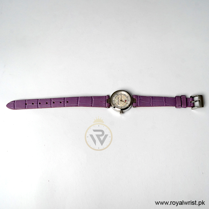 Tommy Hilfiger Women’s Quartz Purple Leather Strap Mother Of Pearl Dial 23mm Watch 1700328 (Like New) - Image 2