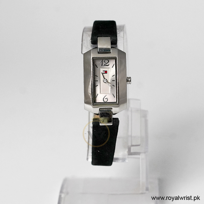 Tommy Hilfiger Women’s Quartz Black Leather Strap Silver Dial 20mm Watch 1780657-1 (Like New)