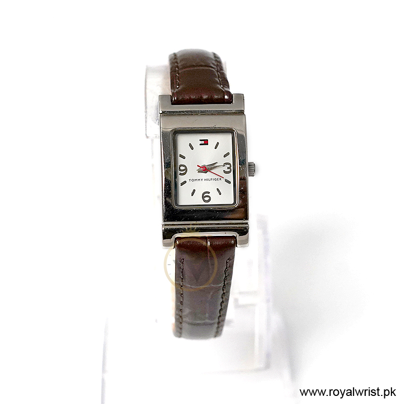 Tommy Hilfiger Women’s Quartz Dark Brown Leather Strap Silver Dial 20mm Watch 1700299/1 (Like New)