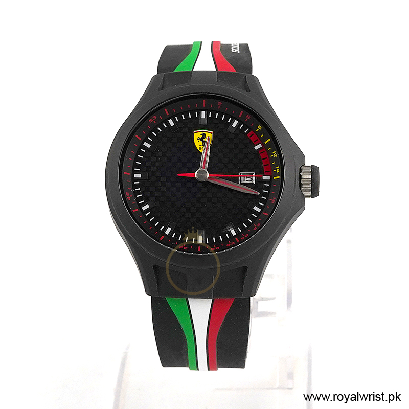 Ferrari Men’s Quartz Black Silicone Strap Black Dial 44mm Watch 0830131 (Like New)