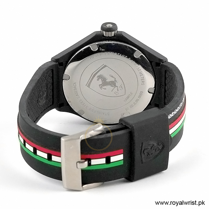 Ferrari Men’s Quartz Black Silicone Strap Black Dial 44mm Watch 0830131 (Like New) - Image 3