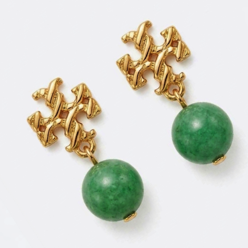 Tory Burch Women's Kira Gold Motif Green Drop Earrings TB32964-3 - Image 2