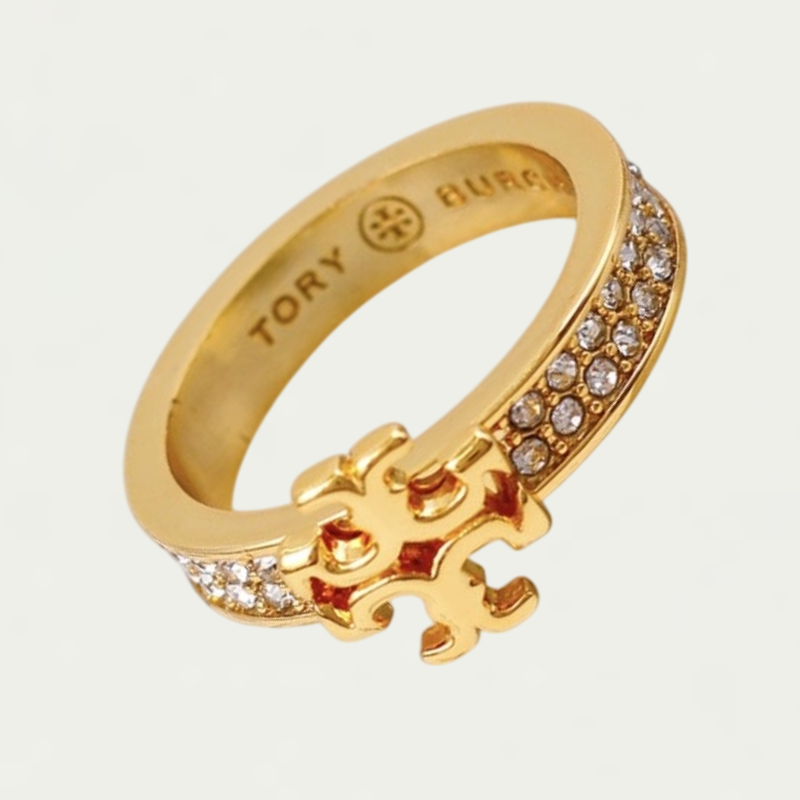 Tory Burch Women’s Kira Pave Ring Crystal Embellished Logo & Pave-Set Stones Ring Size 17.73mm TB54519 - Image 2