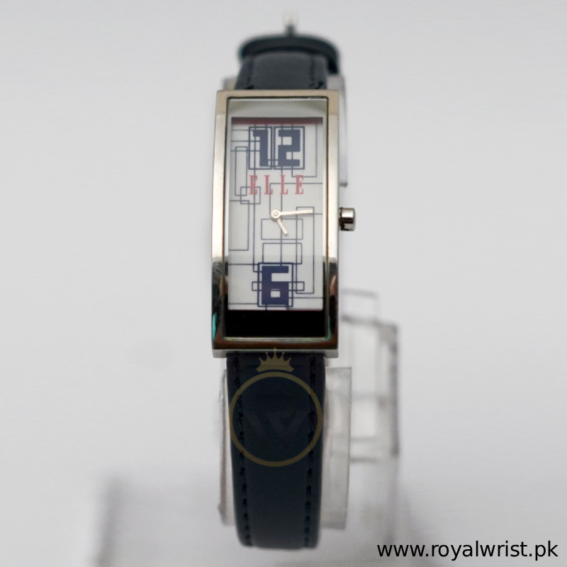Elle Women’s Quartz Blue Leather Strap White Line Multi-Color Dial 19mm Watch EL20116SO4C (Like New)