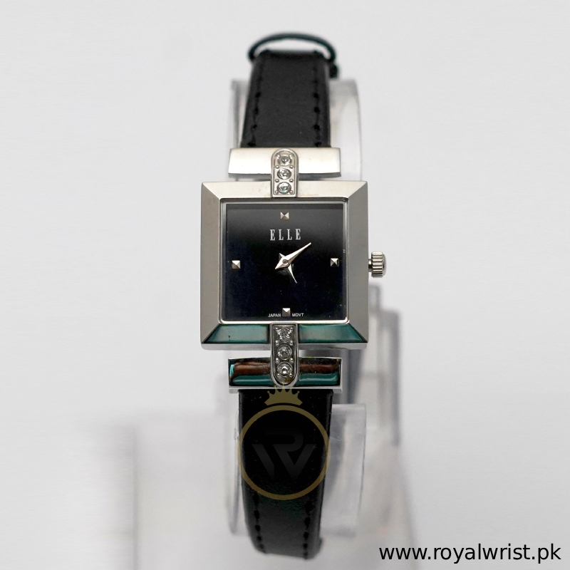 Elle Women’s Quartz Black Leather Strap Black Dial 25mm Watch EL20028S01 (Like New)