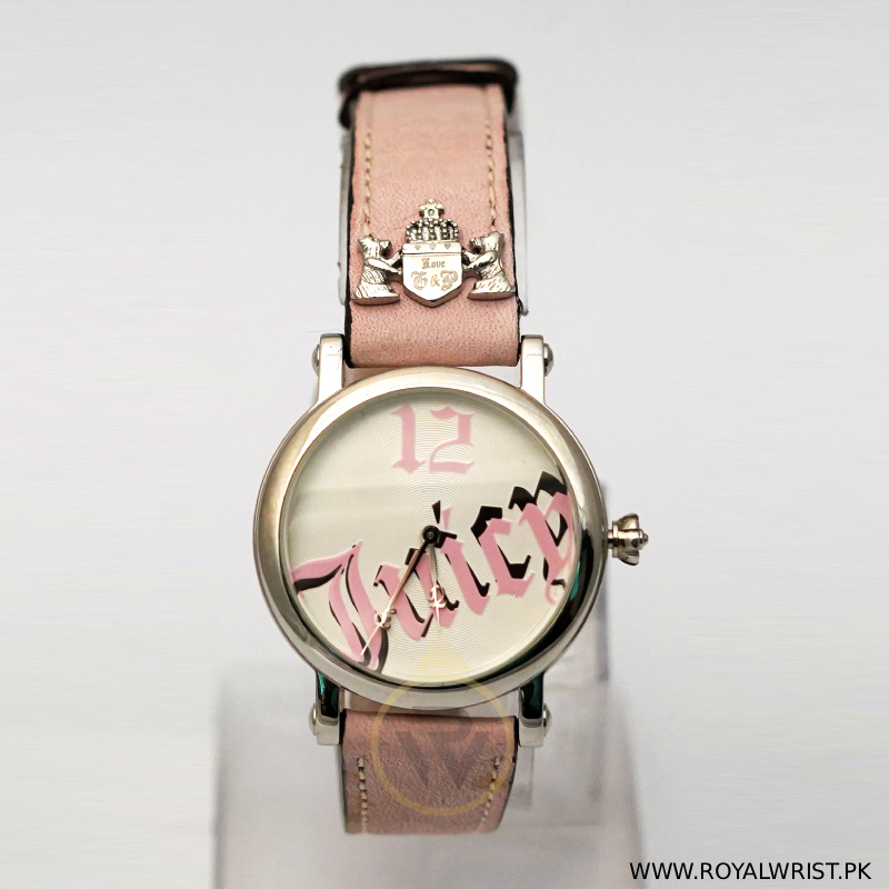 Juicy Couture Women’s Quartz Pink Leather Strap White Dial 36mm Watch 1900324-RW (Like New)