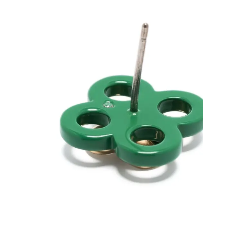 Tory Burch Women’s Kira Clover Stud Earrings Green Gold Tone TB2646 - Image 2