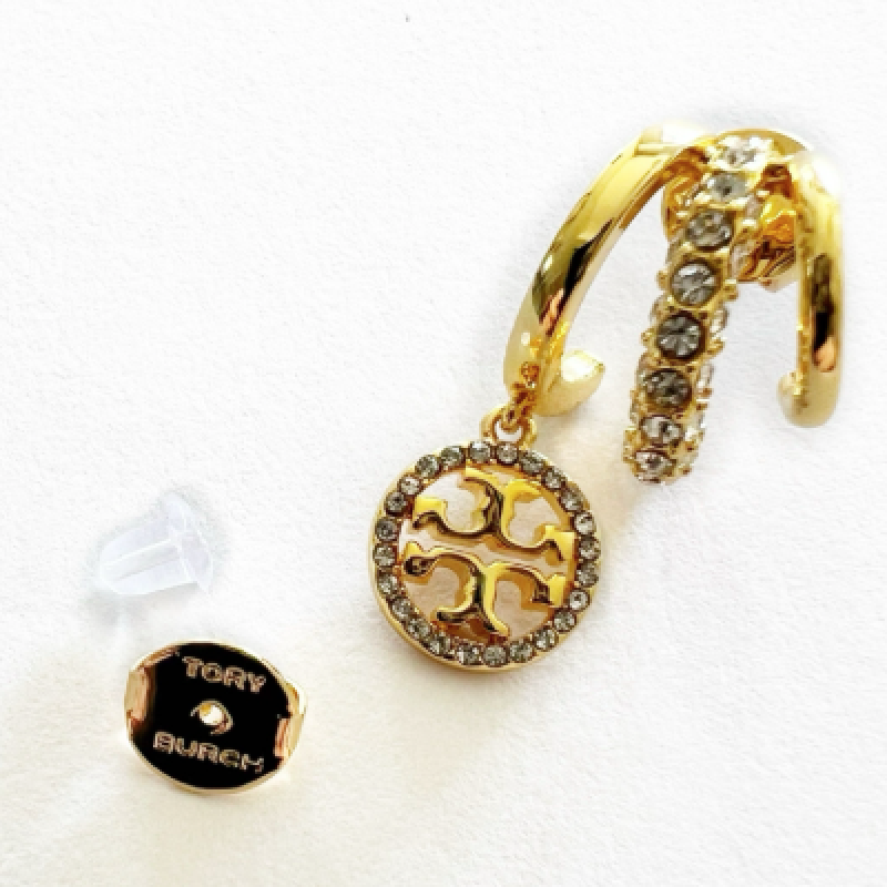 Tory Burch Women’s Icon Pave Triple Hoop Gold Tone Crystal Hoop Earrings TB6395 - Image 3