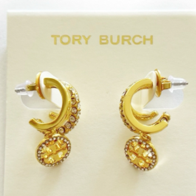 Tory Burch Women’s Icon Pave Triple Hoop Gold Tone Crystal Hoop Earrings TB6395 - Image 4