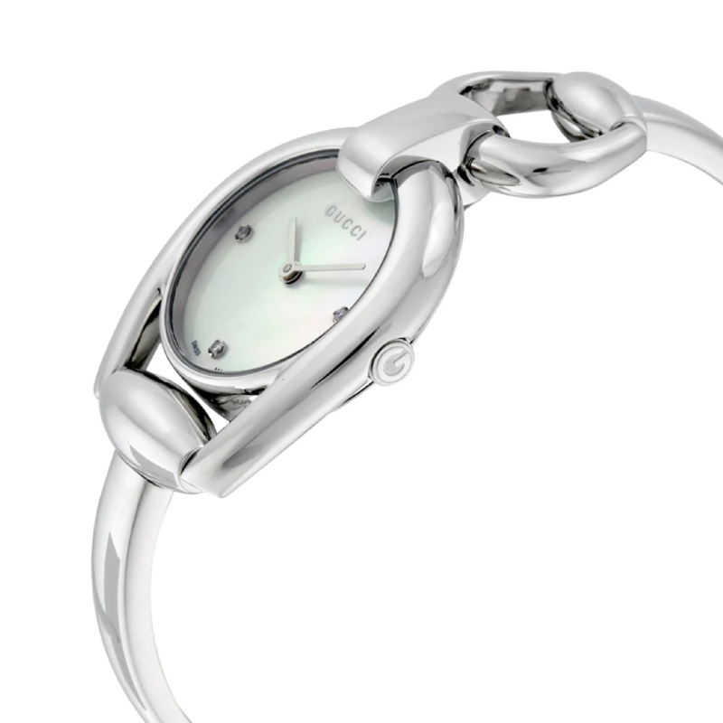Gucci Women’s Swiss Made Quartz Silver Stainless Steel Mother of Pearl Dial 28mm Watch YA139506 (Without Tag)