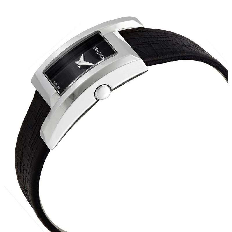 Versace Women's Quartz Swiss Made Black Leather Strap Black Dial 21mm Watch VELU00119 (Like New) - Image 2