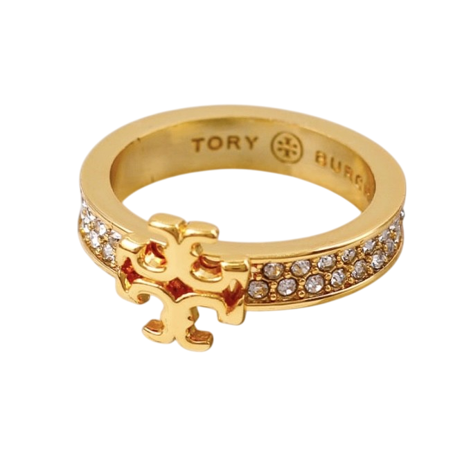 Tory Burch Women’s Kira Pave Ring Crystal Embellished Logo & Pave-Set Stones Ring Size 17.73mm TB54519 - Image 3