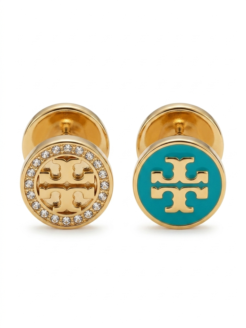 Tory Burch Women's Crystal Reversible Double-Sided Earrings Sky Blue & Gold C1988-2 - Image 3