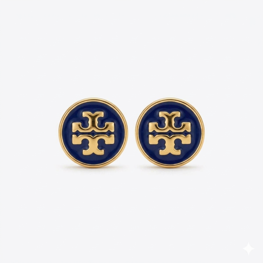 Tory Burch Women's Crystal Reversible Double-Sided Earrings Blue & Gold C1988-3 - Image 2