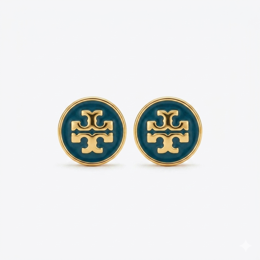 Tory Burch Women's Crystal Reversible Double-Sided Earrings Sky Blue & Gold C1988-2 - Image 2