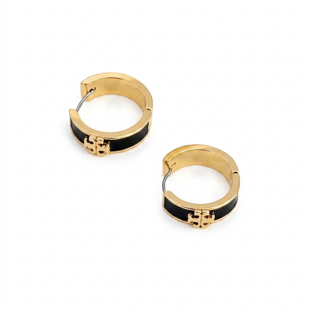 Tory Burch Women’s Classic Enamel Round Earrings Gold Tone Logo Circle Stud Earrings TB8235-3 - Image 2