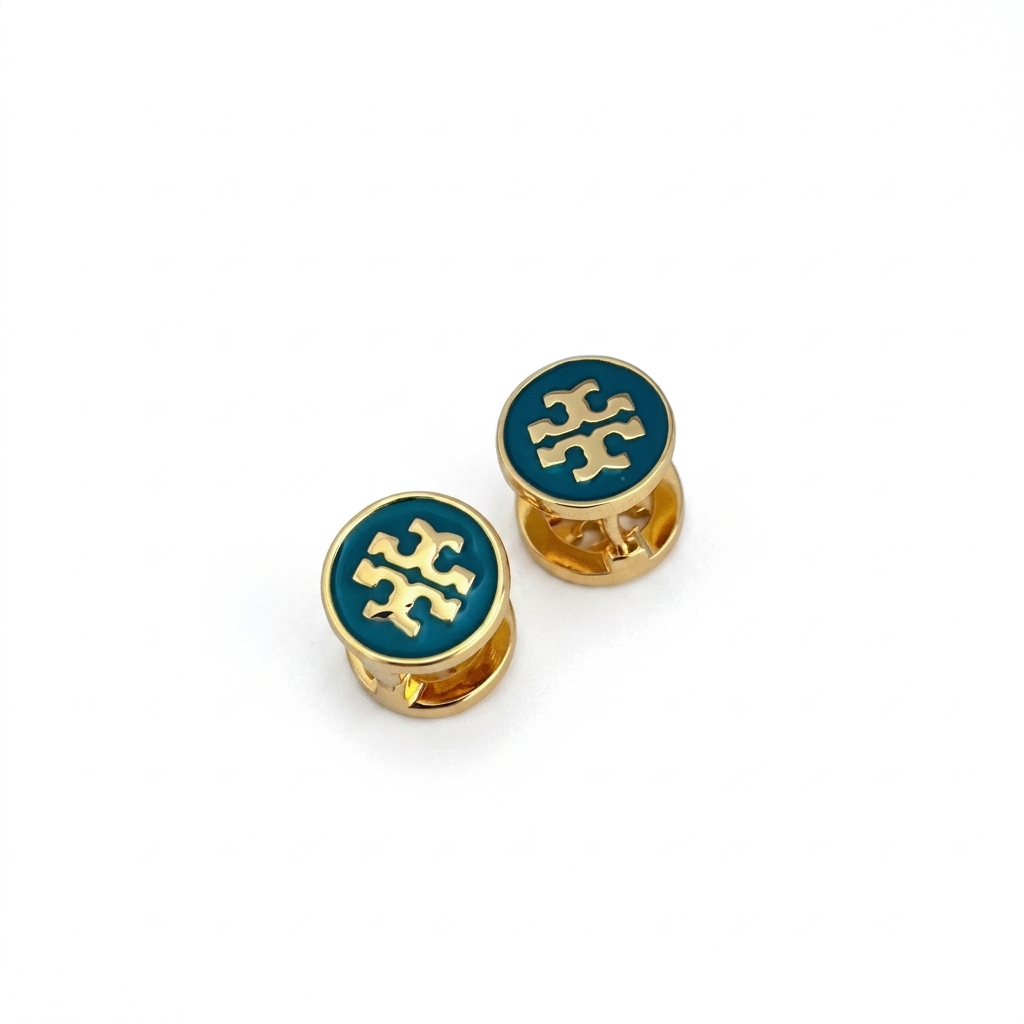 Tory Burch Women's Crystal Reversible Double-Sided Earrings Sky Blue & Gold C1988-2