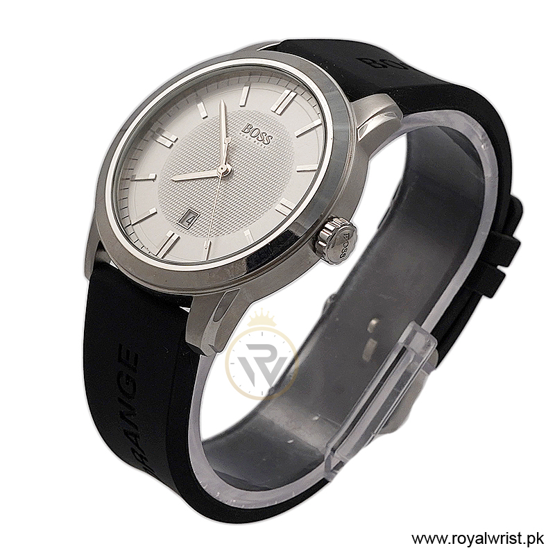 Hugo Boss Men's Principle Quartz Black Silicone Strap Silver Dial 41mm Watch 1514114/1 (Like New) - Image 2
