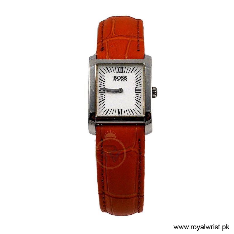 Hugo Boss Women’s Quartz Camel Brown Leather Strap White Dial 24mm Watch 1502198/1 (Like New)