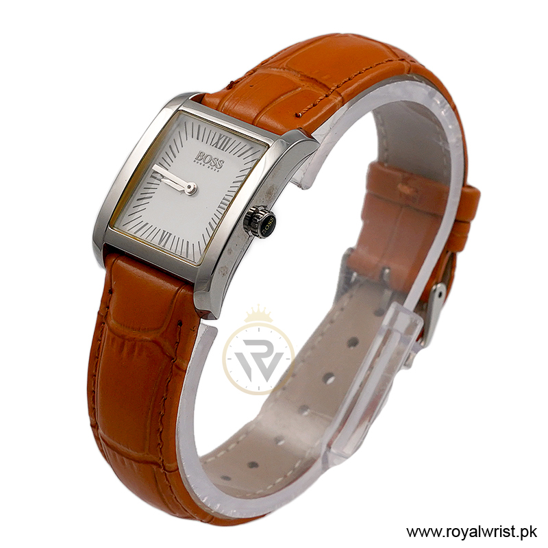 Hugo Boss Women’s Quartz Camel Brown Leather Strap White Dial 24mm Watch 1502198/1 (Like New) - Image 2
