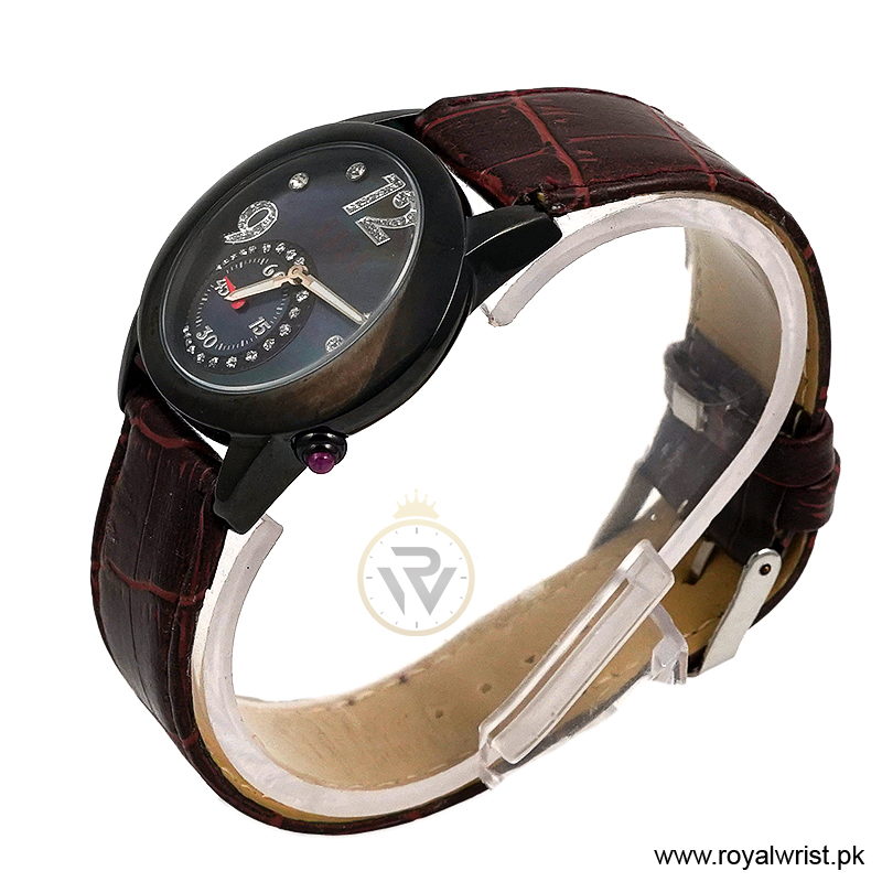 Elle Women’s Quartz Brown Leather Strap Black Mother Of Pearl Dial 40mm Watch EL20049S05N/1 (Like New) - Image 2