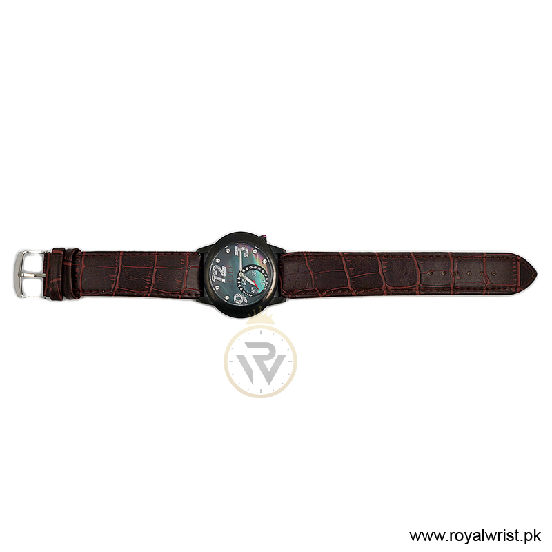 Elle Women’s Quartz Brown Leather Strap Black Mother Of Pearl Dial 40mm Watch EL20049S05N/1 (Like New) - Image 4