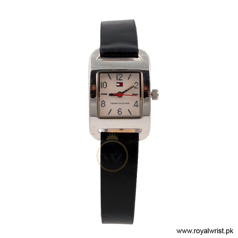 Tommy Hilfiger Women’s Quartz Black Leather Strap Silver Dial 20mm Watch 1780679/2 (Like New)