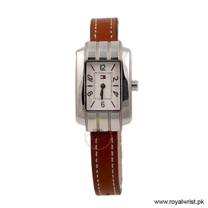 Tommy Hilfiger Women’s Quartz Brown Leather Strap White Dial 22mm Watch F80184/1 (Like New)