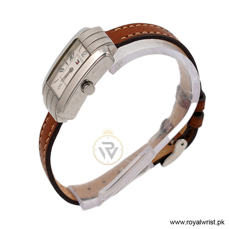 Tommy Hilfiger Women’s Quartz Brown Leather Strap White Dial 22mm Watch F80184/1 (Like New) - Image 2