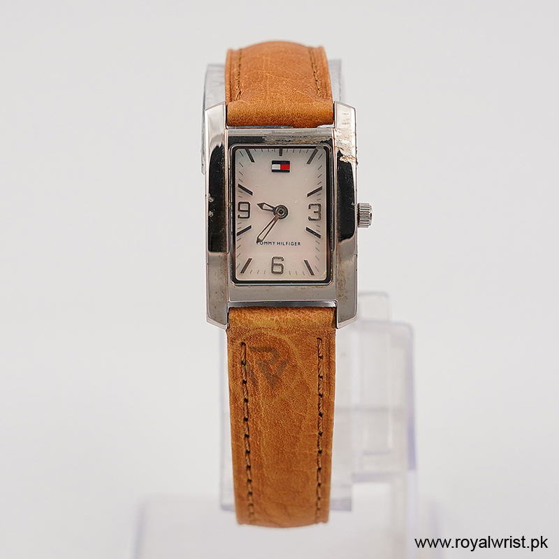 Tommy Hilfiger Women’s Quartz Camel Brown Leather Strap Mother of Pearl Dial 21mm Watch F80130/1 (Like New)