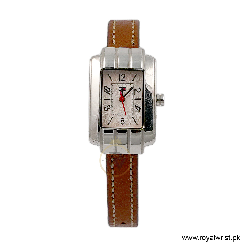 Tommy Hilfiger Women’s Quartz Brown Leather Strap White Dial 22mm Watch F80184 (Like New)