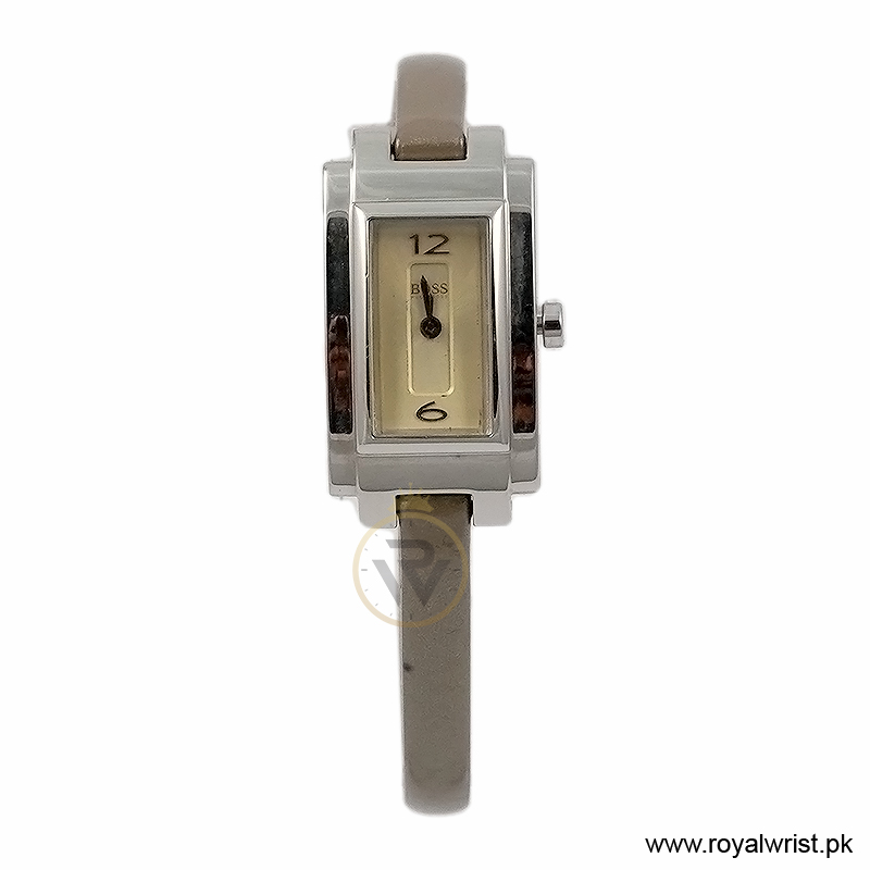 Hugo Boss Women’s Quartz Olive Green Leather Strap Beige Dial 18mm Watch 1502096/4 (Like New)