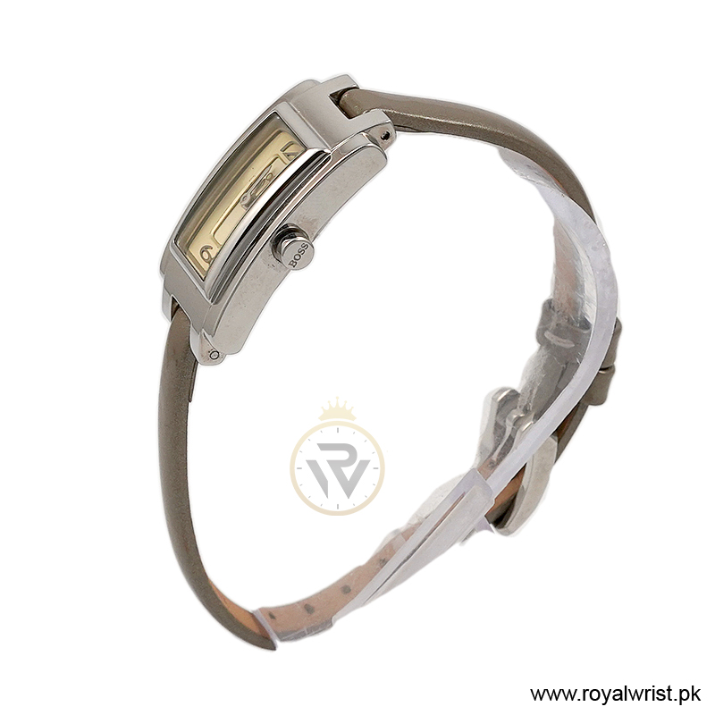 Hugo Boss Women’s Quartz Olive Green Leather Strap Beige Dial 18mm Watch 1502096/4 (Like New) - Image 2