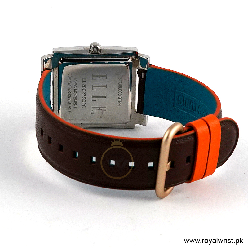 Elle Women’s Quartz Brown Leather Strap Black Dial 32mm Watch EL20027S02C/2 (Like New) - Image 4