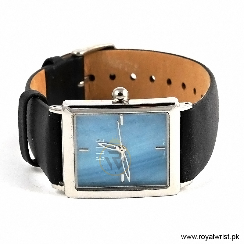 Elle Women’s Quartz Black Leather Strap Blue Mother Of Pearl Dial 26mm Watch EL20026S04C/1 (Like New) - Image 4