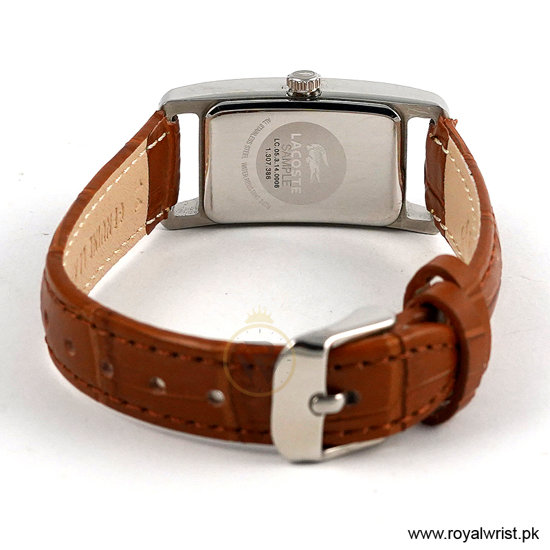 Lacoste Women’s Quartz Brown Leather Strap White Dial 18mm Watch 2000652/2 (Like New) - Image 3