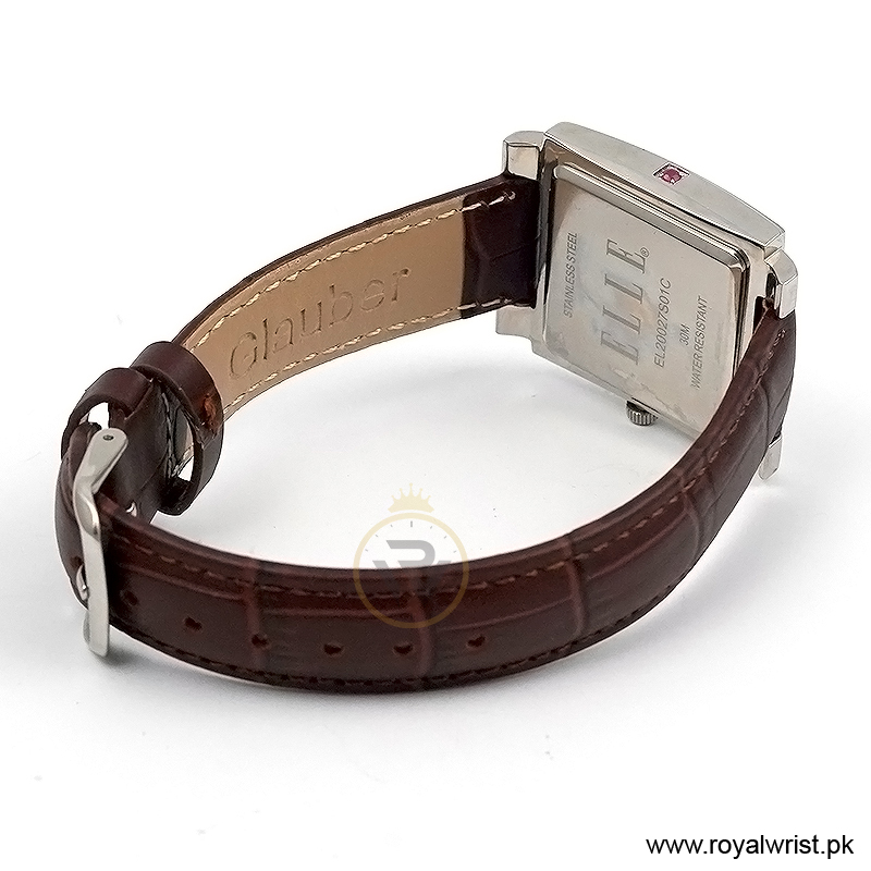 Elle Women’s Quartz Brown Leather Strap White Dial 32mm Watch EL20027S01C/2 (Like New) - Image 3