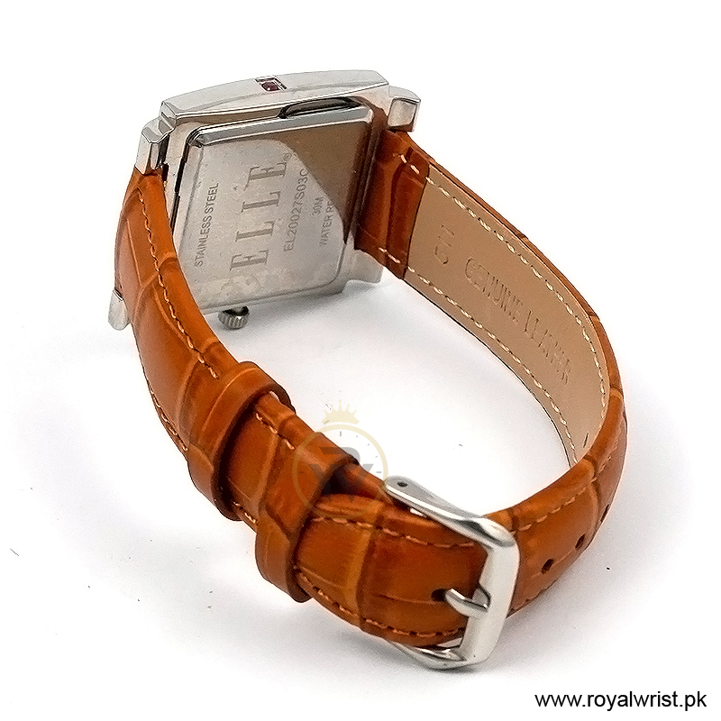 Elle Women’s Quartz Camel Brown Leather Strap Red Dial 32mm Watch 20027S03C/4 (Like New) - Image 3