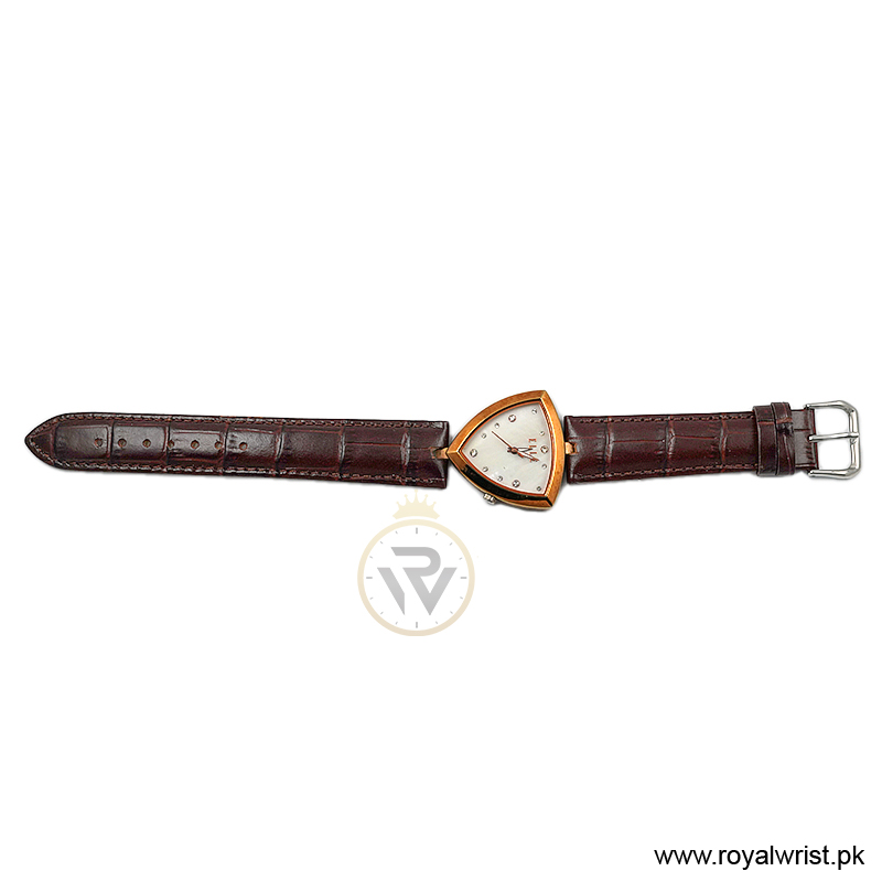 Elle Women's Quartz Brown Leather Strap Mother of Pearl Dial 35mm Watch EL20017S03C/2 (Like New) - Image 4