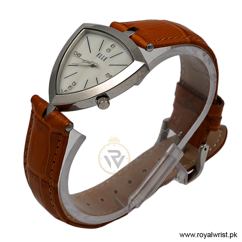 Elle Women's Quartz Camel Brown Leather Strap Mother of Pearl Dial 35mm Watch EL20017S04C (Like New) - Image 2